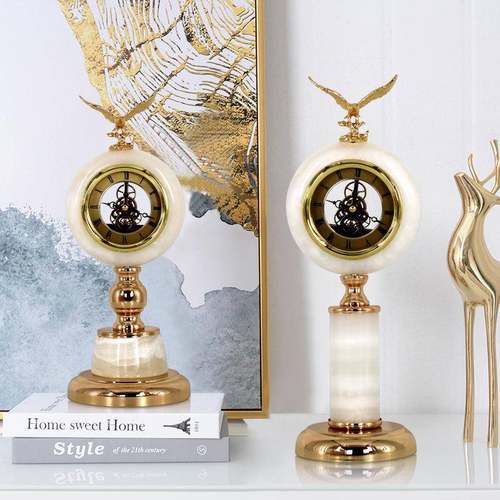 欧式轻奢钟表座钟摆件美式复古创意办公室桌面台钟家居卧室装饰品