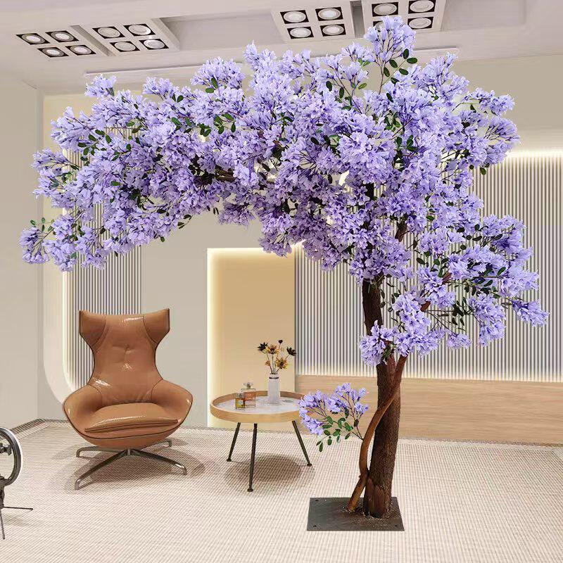 蓝花婚庆室内外楹植物树仿真橱窗大型造景装饰落地花艺客厅树假树