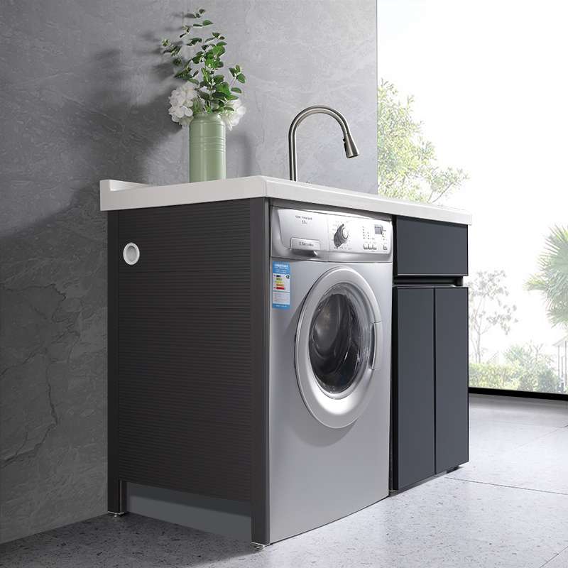 8V太空铝洗衣机一体柜阳台柜滚筒伴侣洗衣槽洗脸盆搓板台面定 制
