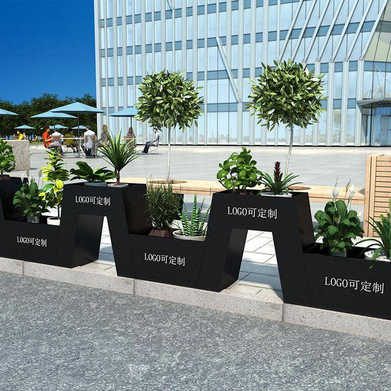 简约室外铁艺花草箱户外市政商业街种植箱广场售楼部外摆组合花箱