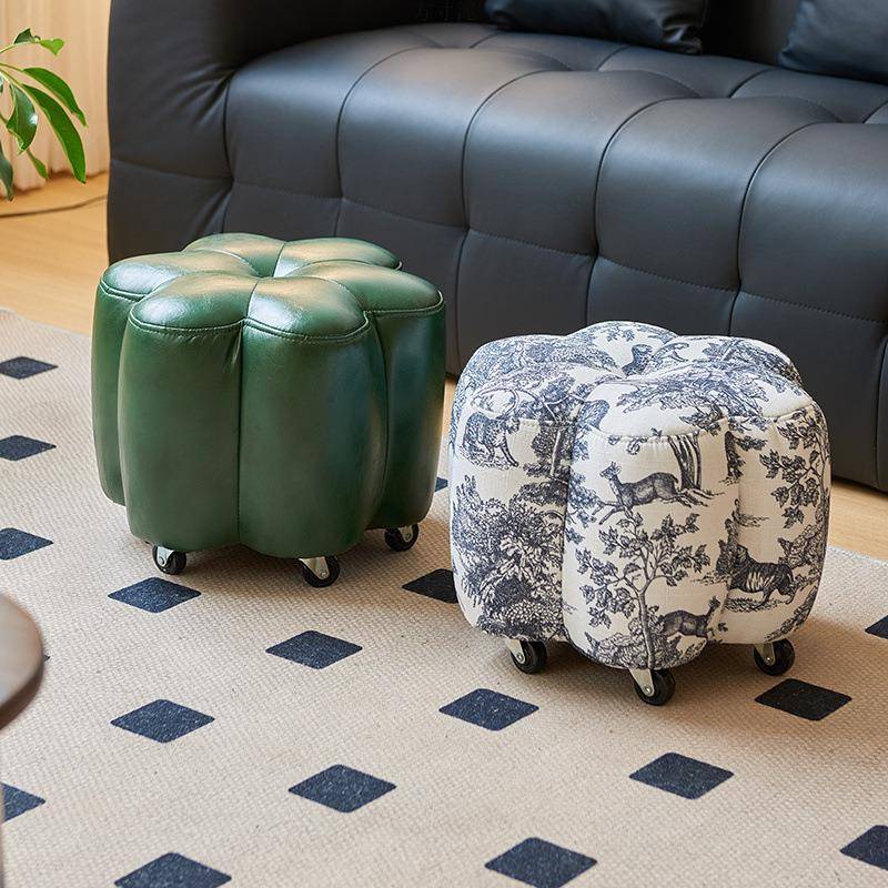 客厅坐墩凳子轻奢高级感网红小矮凳带轮移动凳子万向轮小板凳
