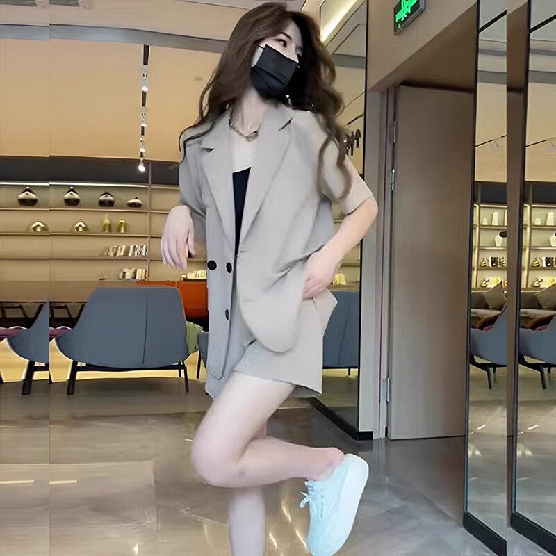 欧洲站女装夏季小众设计感御姐高级感职业气质短裤西装两件套装