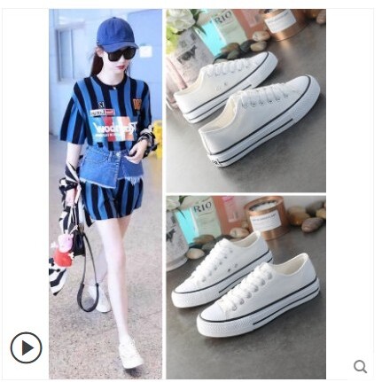 新款小白帆布女鞋情侣款春季平底板鞋ulzzang韩版百搭布鞋夏