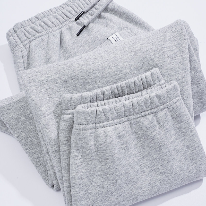 MAROLIO~秋冬磨毛加绒加厚束脚卫裤男女款松紧腰宽松运动休闲长裤