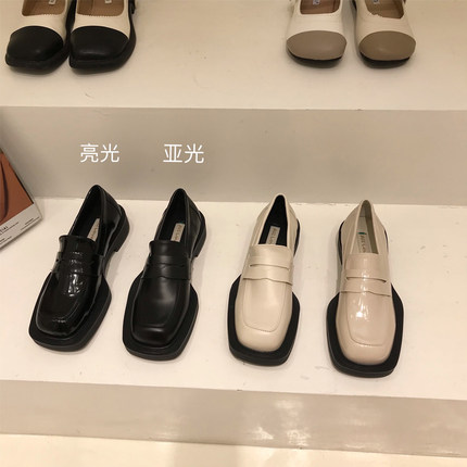 Mostarsea 重磅巨推~ 厚底英伦风小皮鞋女方头乐福鞋春夏黑色单鞋