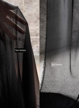 黑色哑光软哑光软透明欧根纱背景丝绸窗帘装饰天花板纱布古代风格