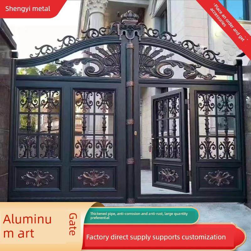 铝合金大门庭院大门别墅双开农村自建房电动铝艺乡村院子围墙大门