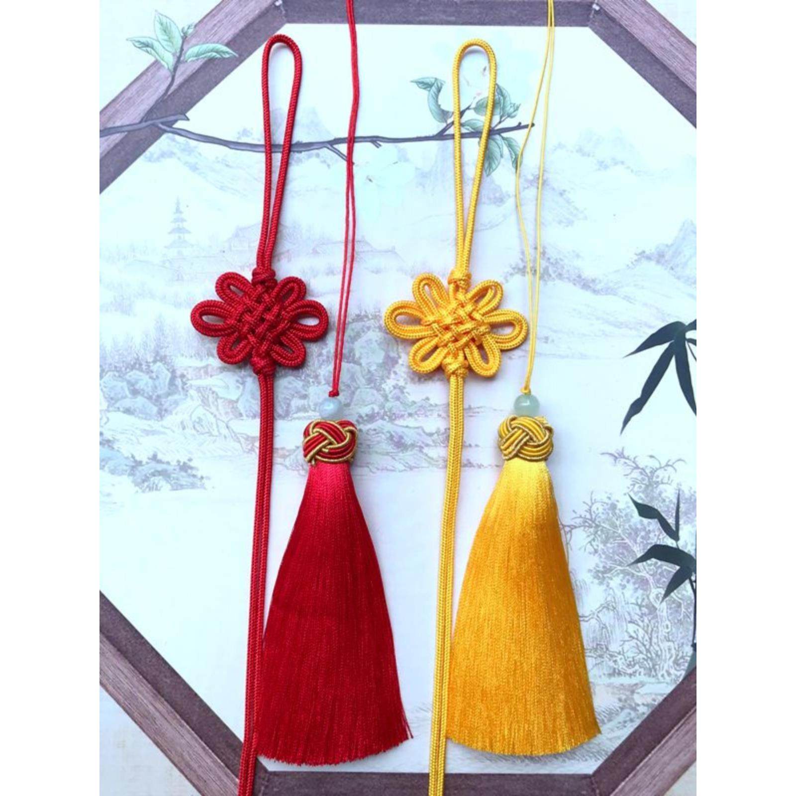 金线帽人造丝中国结挂件超饱满穗子流苏玉牌玛瑙装饰挂件中国风