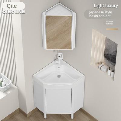 小户型三角形立柱式洗手盆转角落地式陶瓷一体洗脸盆拐角墙角台盆