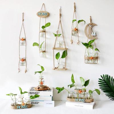 北欧ins壁挂绿萝水培植物玻璃瓶创意家居摆件插花容器小清新吊瓶