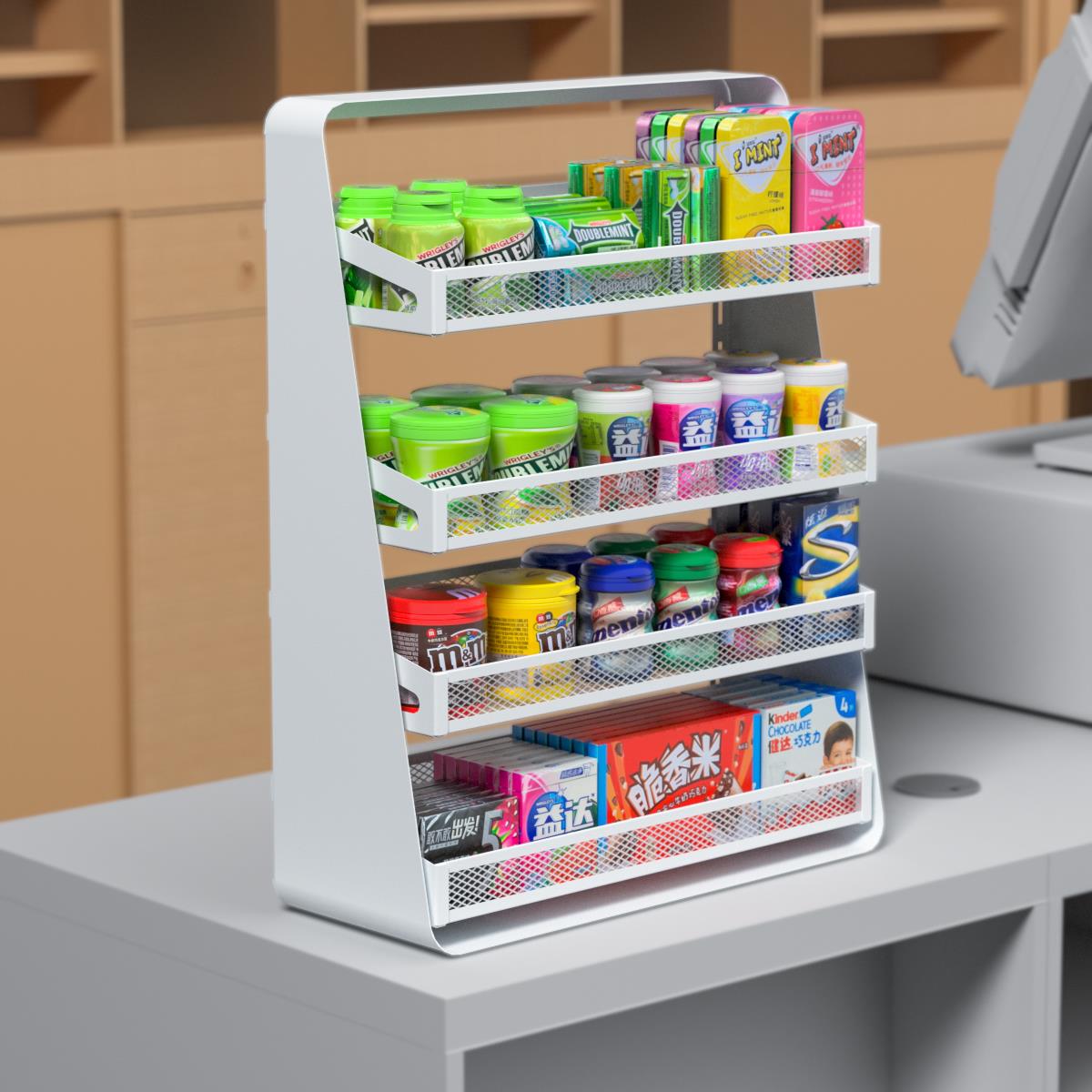 台面零食吧台货架小货架展示架收银柜台口香糖架子超市便利店置物