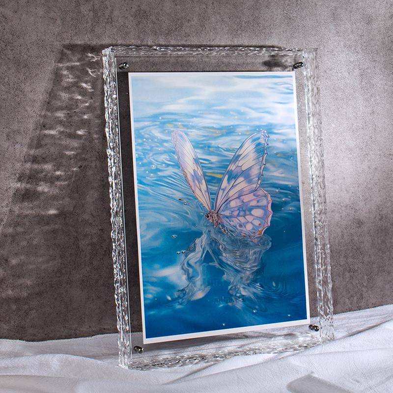 彩色压克力相框装裱双面透明框摆台挂墙拼图透明丝巾标本画 画框