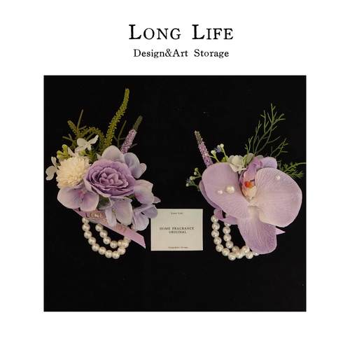 高级感逼真婚庆胸花韩式手腕花草地婚礼兰花玫瑰定制新娘伴娘姐妹