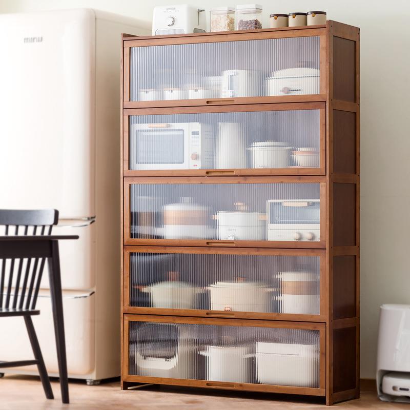 厨房置物架落地多层收纳柜子多功能加长碗柜微波炉锅架餐边储物柜