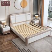 现代简约实木床1.8米主卧双人经床.51M单FOG人济型高箱储物大床单