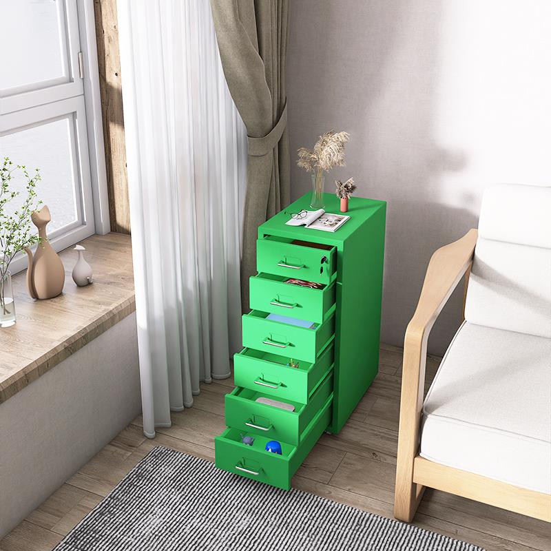 W6铁艺家用抽屉柜简头易床柜办SAY公桌下活动多斗柜件铁柜皮文储