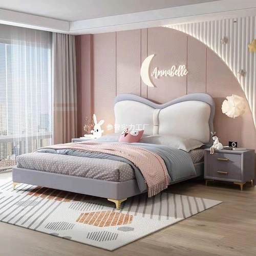 床头靠背卡一1体落地床XRMCWOGP女生卧室米单人板床小户型床头公