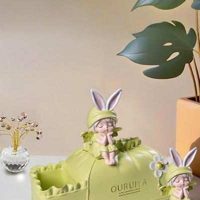 可爱天使女风孩纸巾盒客厅餐IGS桌摆件高档奶油巾餐抽纸盒饰品装