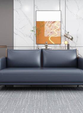 2款025商新办公沙发现代简约三人位务客会办公室接WDW待休闲茶几