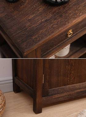 中全木餐边柜碗柜储式物柜体橱柜桐木茶水柜客jls65T86厅餐实厅收