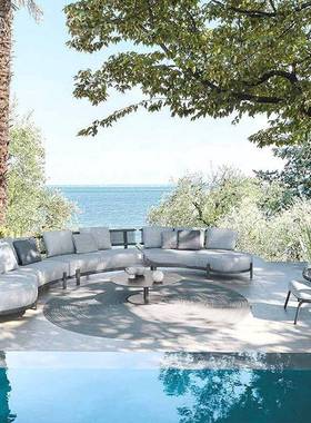 户藤花园藤AMN编沙发庭院外防形水酒店阳台休闲圆弧铝合金椅组合