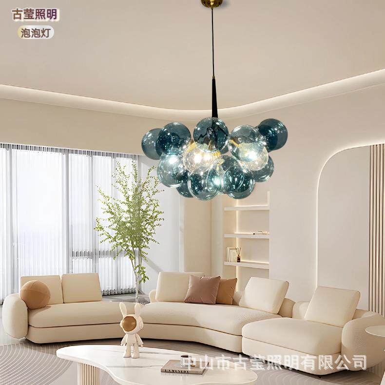 中山古镇灯具玻泡泡灯客时厅灯482尚卧室个性化装璃店吊服灯简约