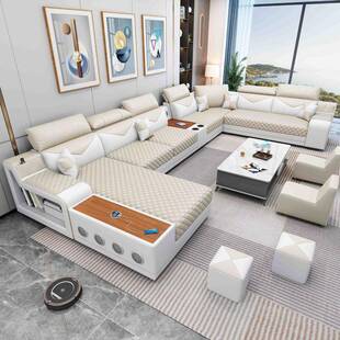 沙发客厅多能免洗科技乳胶大小户型布艺沙抓布发81010转角猫皮功