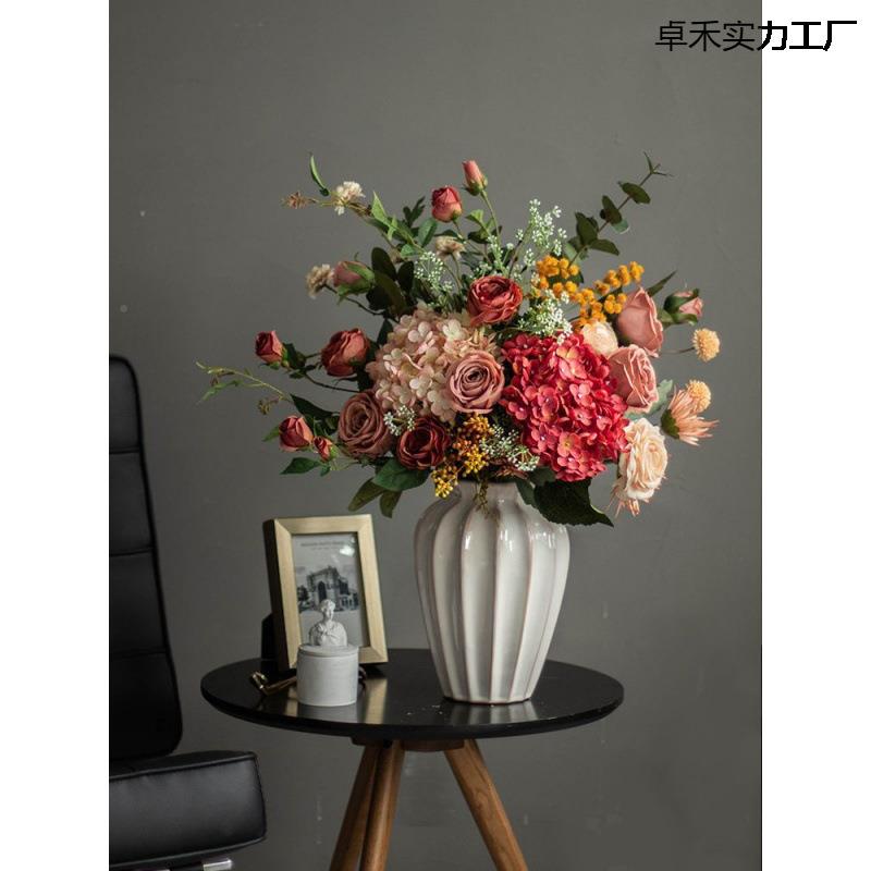 美欧式轻花束厅花假花干摆设样板客间OXC奢花艺餐厅店铺摆件