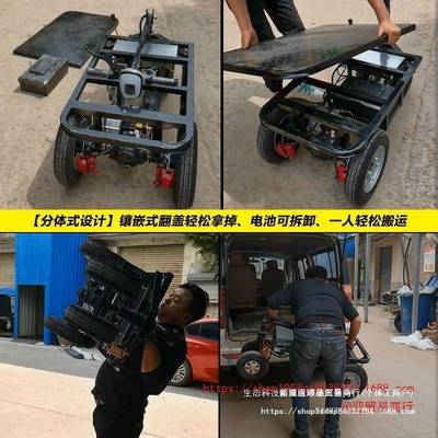 骑驴电动推车平板车倒手摆摊拉货三车工轮地拉BRZ水泥