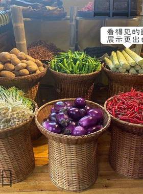 古色编箩筐做旧竹条筐饭店明复LSQ档食材展示土特物产摆放簸箕老