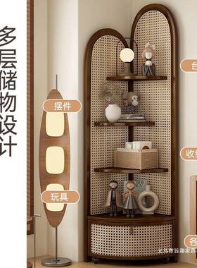 中古风楠竹转角书柜展柜10064852示厅沙发边拐三墙角落客置物架柜