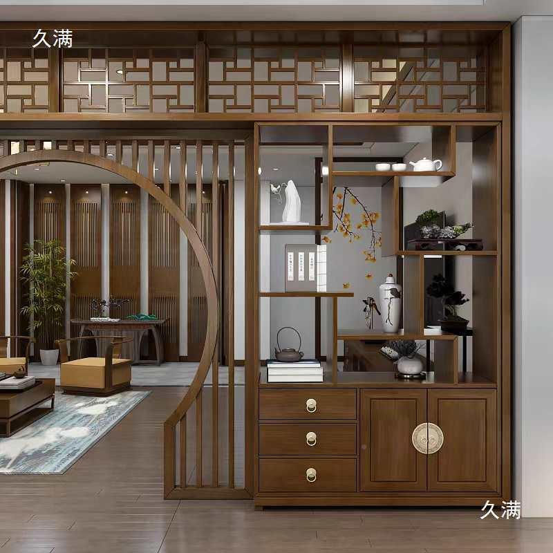 博古架架置物层拱门隔新断中式实木屏风柜玄关th$*&ysd装饰柜简挡