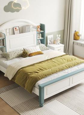 儿童男孩12米单人床床生1.5m实木双人床女孩书架床储物学AL100253