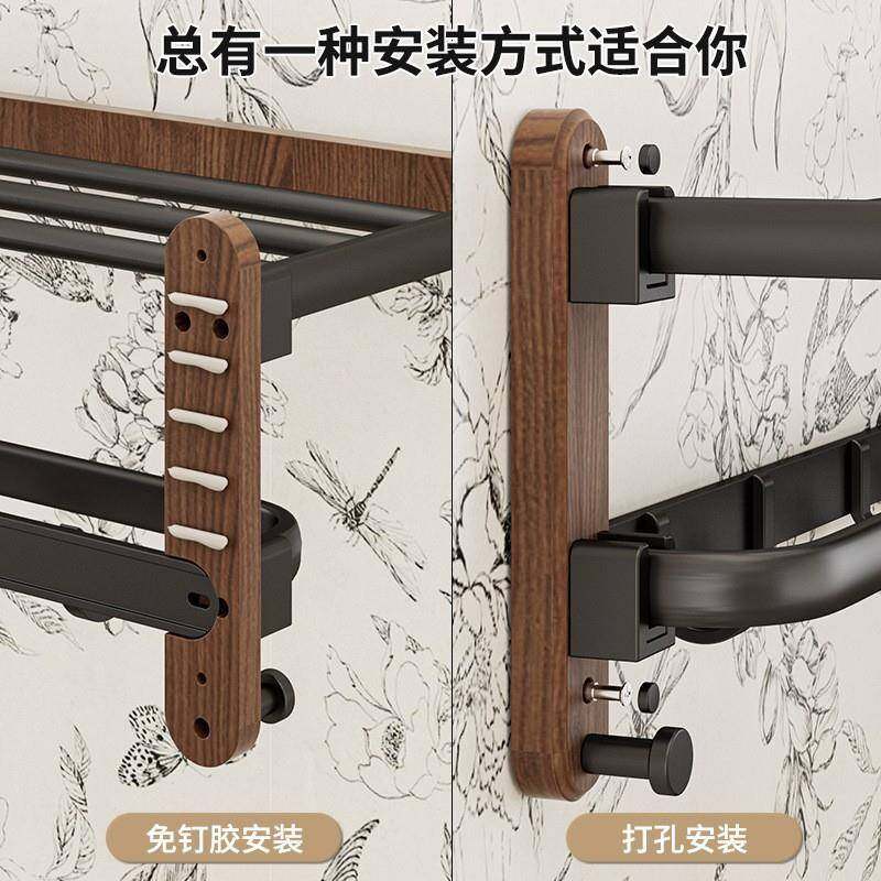 胡WJS木桃毛巾架免打浴室置物架卫厕所孔高端生间洗手间实木浴巾,纺织面料/辅料/配套,纺织机械配件,淘宝优惠券,粉丝福利购,淘宝优惠卷
