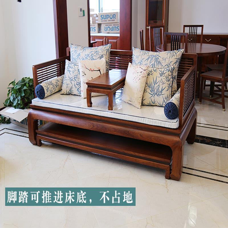 苏梨新PDK中式罗汉床实妃木床布艺沙发组贵合简约现代客厅榻家具
