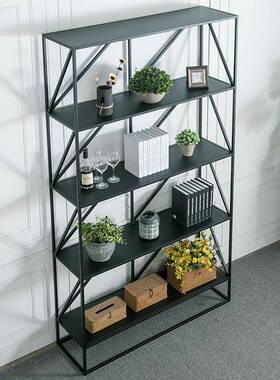美断式工业风铁落艺书架公司48435隔多功能置物架公办室多层地展