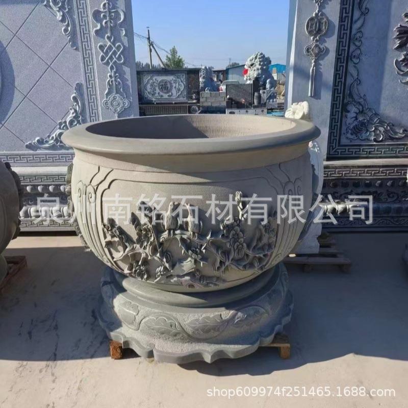 虾nmk117红石头水缸摆景区庭院鱼石雕水缸生户外缸仿古造景件财