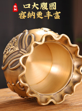 纯铜钱袋聚宝盆招财摆件存钱罐福袋中式玄关办公室装饰品摆放送礼