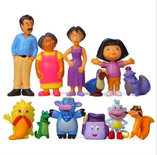 极速12pcs/lot 3-10cm Anime Dora The Explorer PVC Model Colle