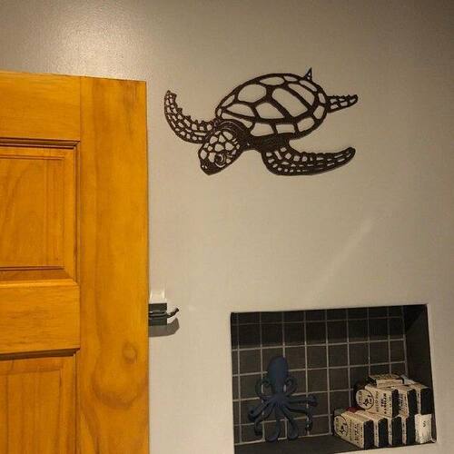极速Metal Sea Turtle Ornament Beach Theme Decor Wall Art