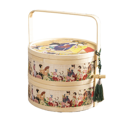 2022新款中秋节端午节过年送礼串丝竹包装竹篮子礼盒定制logo图案