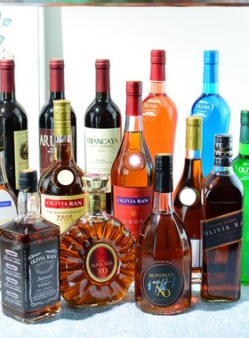 美式家居洋酒瓶装饰品酒柜摆件酒吧假酒道具摆设仿真红酒泡酒空瓶