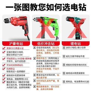 好货沪豪(HUHAO)电钻家用钻墙打孔多功能有线手电钻大功率电转