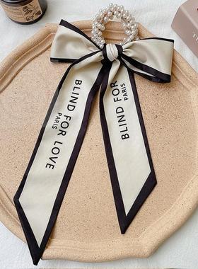 ~Pearl bow hair circle hair rope tie head rope womens simpl