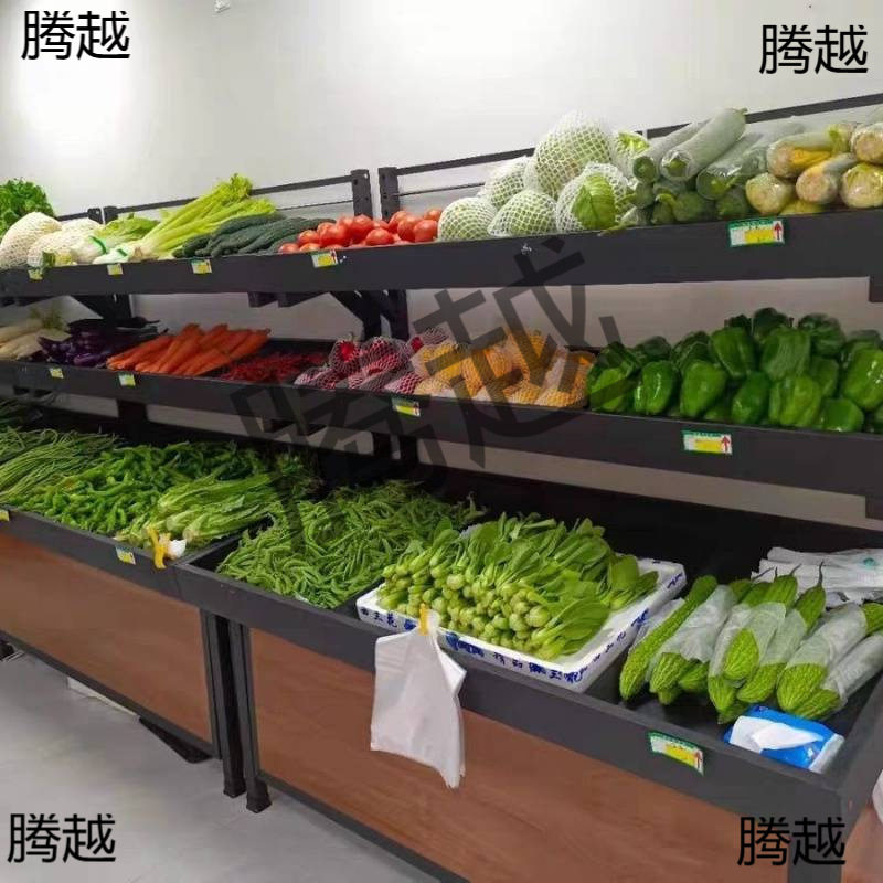超市单双层水果货架生鲜展示架商用中岛柜升降干果蔬菜店架子批发