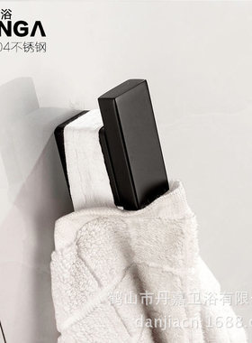 不锈钢挂衣钩304加厚黑色烤漆毛巾衣帽钩单钩五金挂件直售N1010H