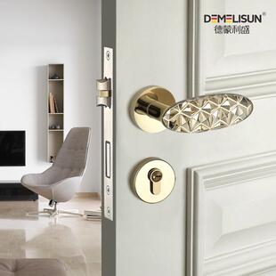 丽旺门把手时尚轻奢设计室内水晶门拉手直销分体房门静音锁具