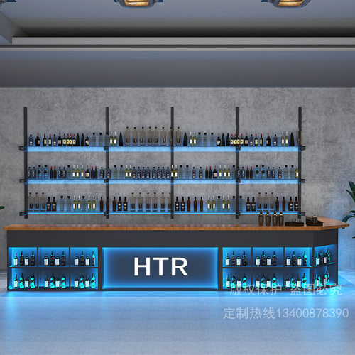酒吧工业风铁艺转角收银台