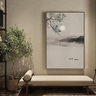 原创茶624渔舟室挂禅意中国厅风新式玄关侘寂风装饰画画民中宿饭