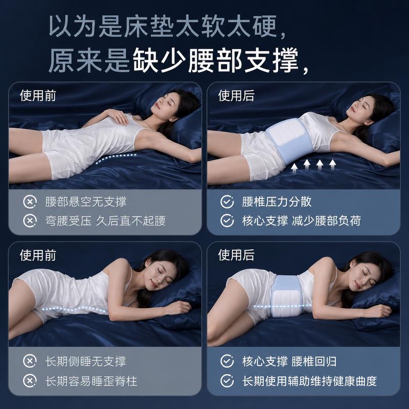 ROUKUN-026睡眠护腰带腰托晚上平款躺觉腰痛腰椎盘突出专用睡腰枕